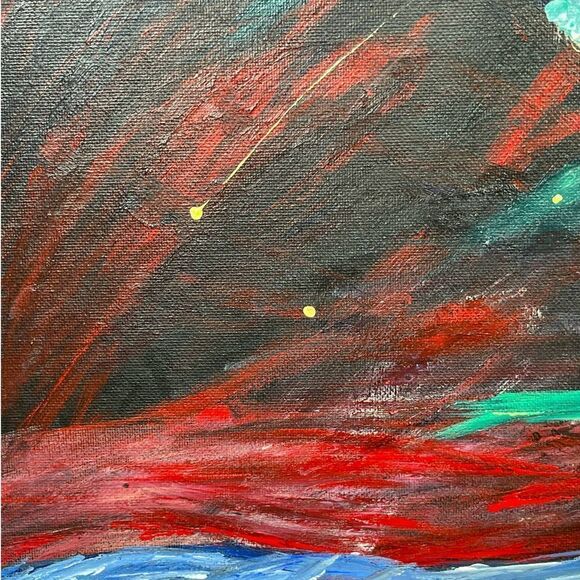 Storm in The Night Custom art Black Red Blue White Yellow Green 11x14 - Picture 2 of 5